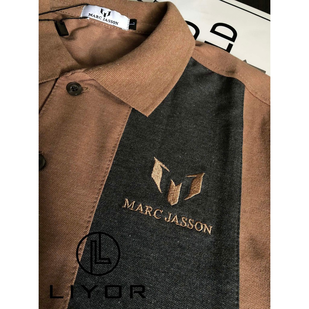 Áo thun nam (DEALSHOCK) có cổ cao cấp thêu họa tiết đơn giản phối màu độc đáo - Liyor - ACB4037