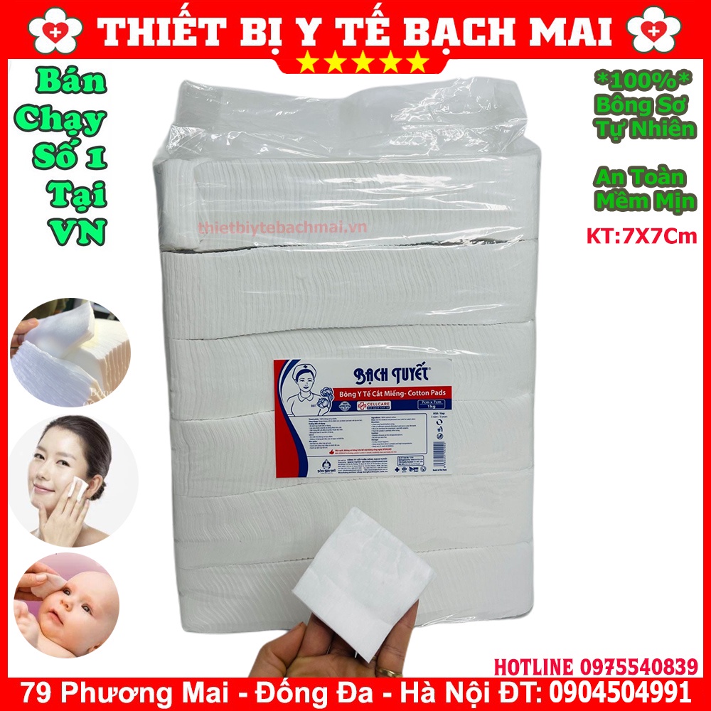 ✅ Bông Gòn Bạch Tuyết Cắt Miếng Sẵn 7x7, 10x10cm 1kg Vệ Sinh Cho Bé [Chính Hãng Bông Bạch Tuyết]