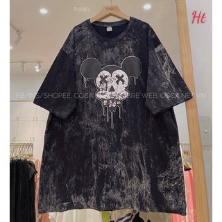 áo thun tay lỡ loang màu đen chuột mắt x Ht