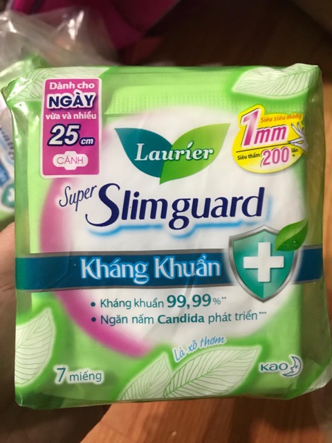Băng vệ sinh cao cấp Laurier shuper slimguard 25cm ( có cánh ) 7 miếng