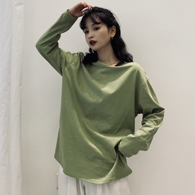 ÁO THUN XANH RÊU TAY DÀI (có hình chụp thật) | BigBuy360 - bigbuy360.vn