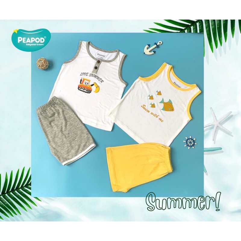 Bộ ba lỗ Peapob cho bé trai bé gái 6-15kg