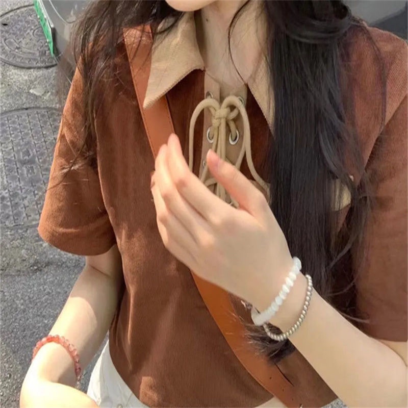 Áo Thun polo Tay Ngắn Phong Cách Harajuku Retro Dành Cho Nữ