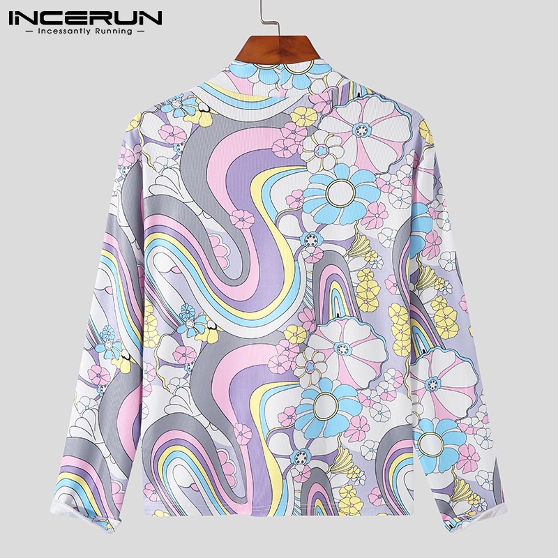 Áo dài tay INCERUN cổ lọ màu sắc nổi bật cho nam