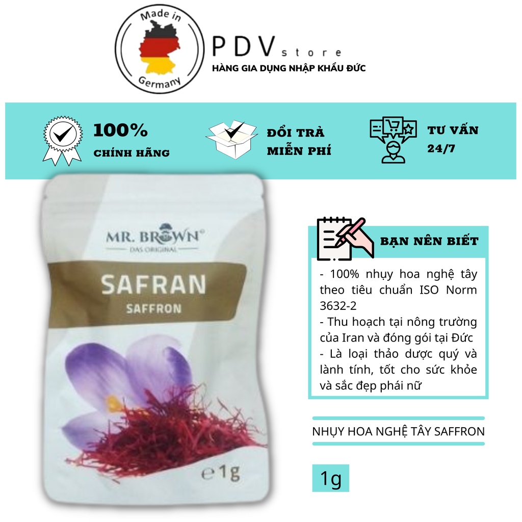 Nhụy hoa nghệ tây Saffron 1g (Date 2024) nội địa Đức hàng loại 1