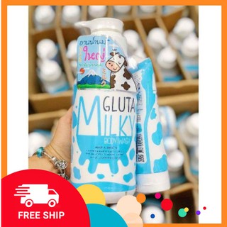 Sữa tắm con bò Gluta Milky Thái Lan 800ml tặng sữa rửa mặt 190ml,(màu hồng, màu xanh)