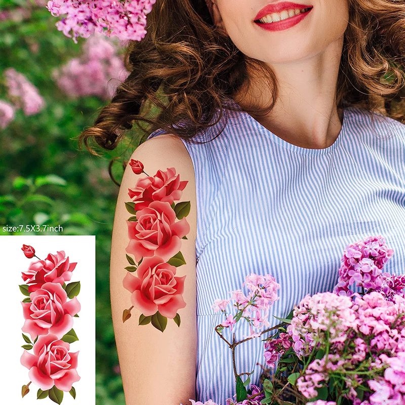 Hình xăm dán tạm thời hình hoa lớn chống nước
