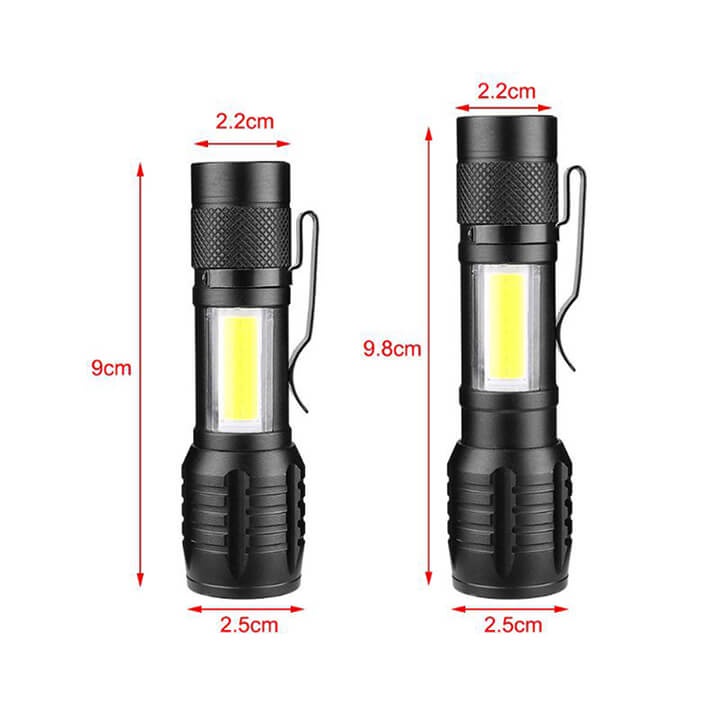 Đèn pin siêu sáng, mini, có zoom xa gần, 3 chế độ sáng, chống thấm nước, sạc usb và có móc treo tiện lợi GD254