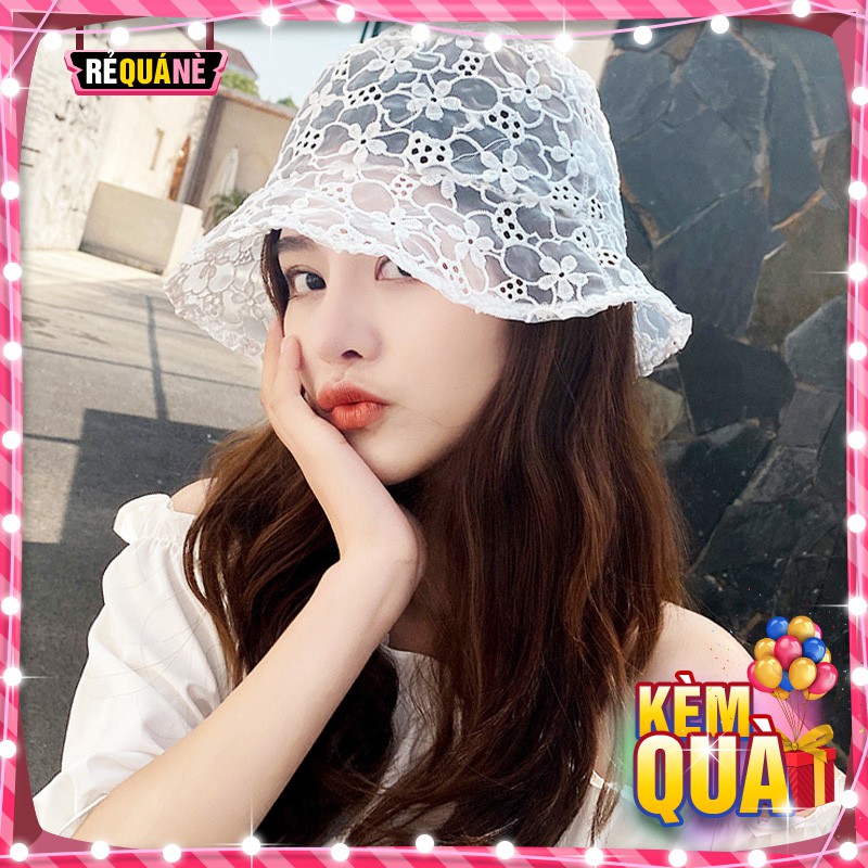 Nón Thêu Hoa Vành Ren Trong Suốt Siêu Xinh Style Korea