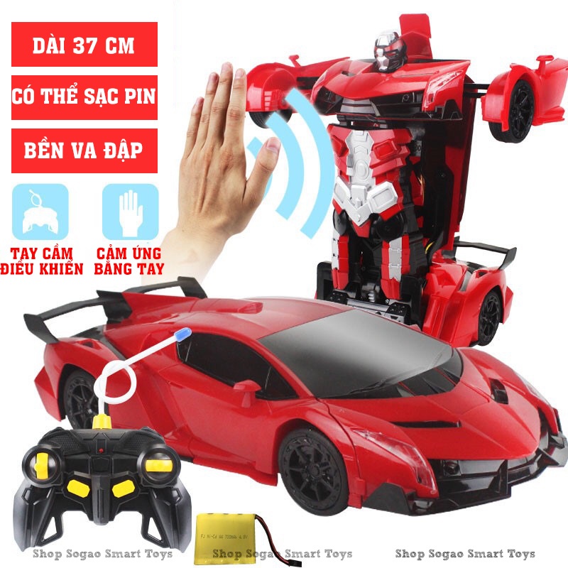 Ô Tô Điều Khiển Biến Hình Robot Cao Cấp Nhiều Tính Năng Xoay 360 Độ Cảm Ứng Biến Hình Có Nhạc Sáng Đèn
