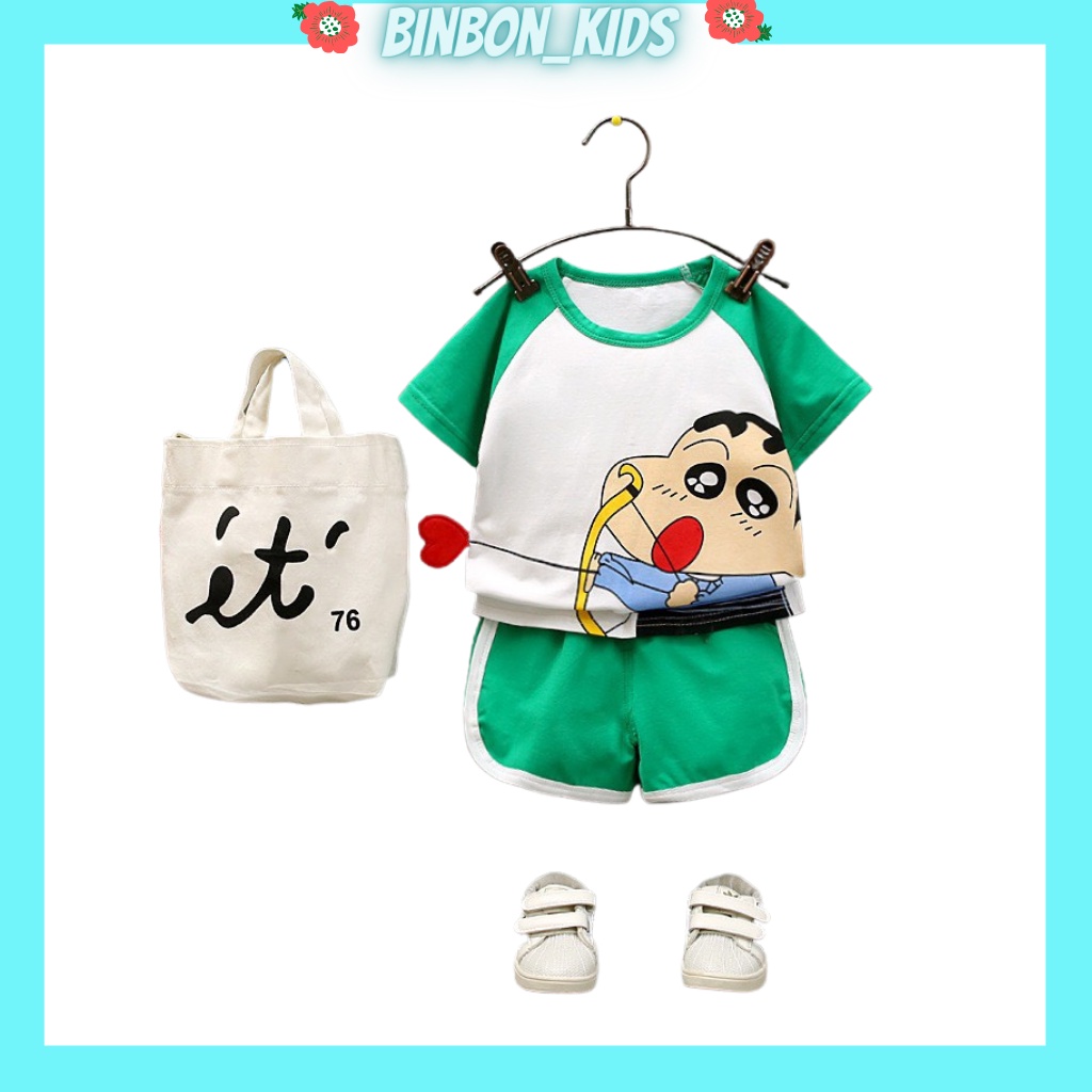 Quần Áo Trẻ Em Bộ Cộc Tay Cho Bé In Hình Shin Dễ Thương Chât Cotton Cao Câp từ 6 đến 27kg BINBON KIDS