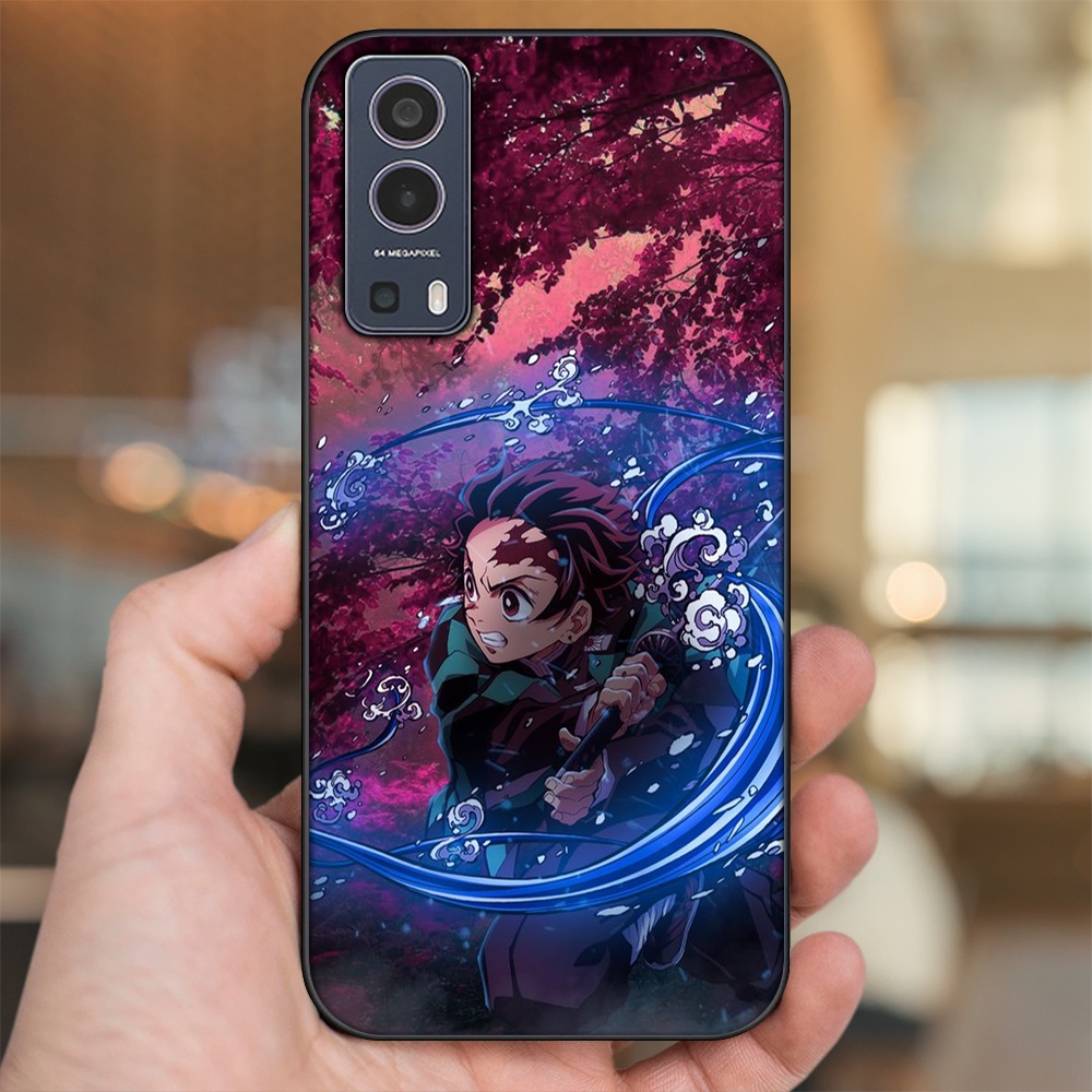 Ốp lưng Vivo Y72 5G viền đen in hình Tanjiro Kimetsu No Yaiba