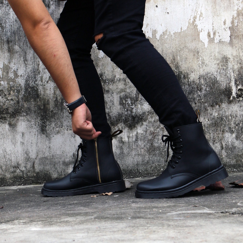 Giày Boots nam nữ Dr.051 Zip All Black đủ size 35-44, Lucas Shoes bảo hành 1 năm