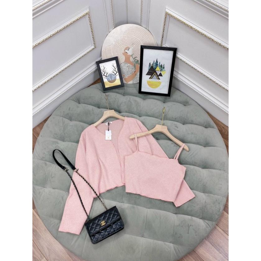 A06 CAO CẤP Set áo Cardigan len mix áo 2 dây ôm body (A06) OR | BigBuy360 - bigbuy360.vn