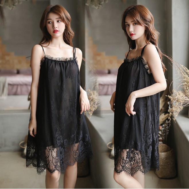 Đầm Ngủ Đẹp ❤️FREESHIP❤️[Giảm 5K nhập mã DONG5] Đầm Ngủ Dáng Suông Phối Ren Cao Cấp V12 | BigBuy360 - bigbuy360.vn