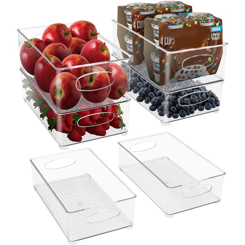 Set 6 Hộp Nhựa Đựng Đồ Trong Suốt Có Thể Xếp Chồng Tiện Dụng Cho Tủ Lạnh