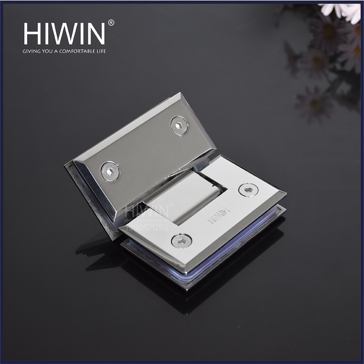 Bản lề phòng tắm kính 135 độ lệch cạnh vát chất liệu inox 304 mặt gương HIWIN HG-006 (dày 5mm)