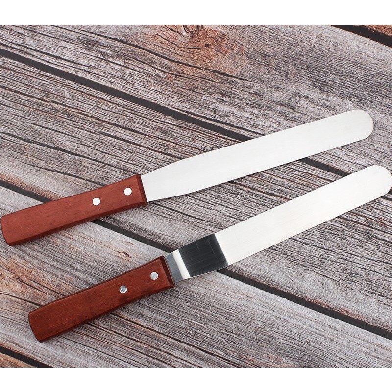 Dao chà láng bánh kem inox cán gỗ 37cm