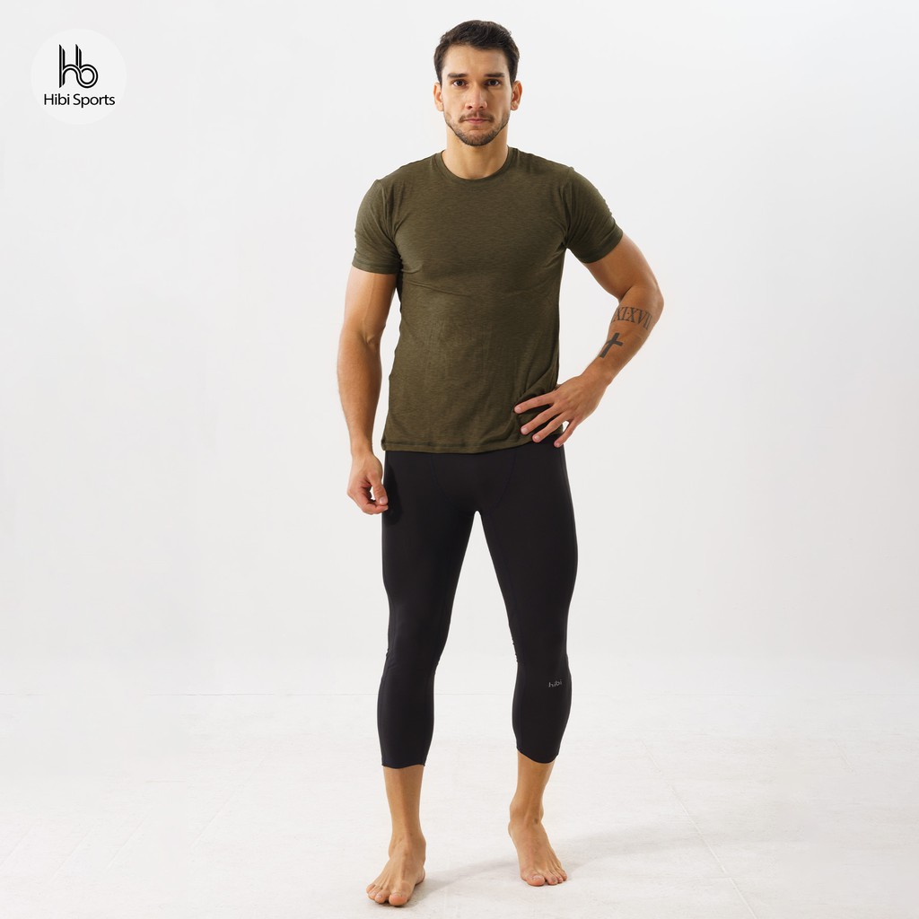 Quần leggings tập gym cho nam Hibi Sports M104 - Loại lửng 3/4 không túi