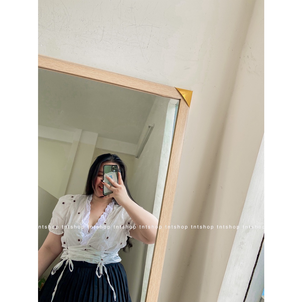 ÁO HOA REN CỔ THẮT EO [TNT Shop Bigsize 60Kg 90Kg]