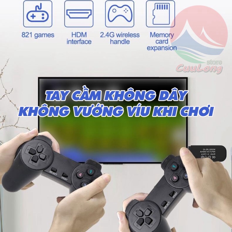 Hà Nội Máy Chơi Game Cầm Tay 4 Nút 821 trò, HDMI - Kết Nối Tivi Tặng Thẻ Nhớ 64G - Kèm 2 Tay Cầm Không Dây