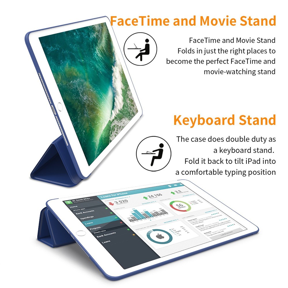 Bao da máy tính bảng cho iPad 9.7 inch 2017/2018/iPad Air 2/3/4/Mini 2/3/4/5/iPad 2/3/4/Pro 9.7/10.5/11/iPad 10.2 | BigBuy360 - bigbuy360.vn