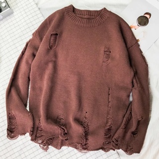 SẴN NÂU SIZE XL(Order-7 ngày) Áo len rách cá tính 3 màu Mix gì cũng xinh ❤️❤️❤️