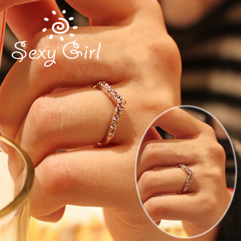 Korean The Classic V-shaped Finger Ring Unique Diamond Pinky Ring Tail Ring Wholesale Jewelry Fashion Jewellery