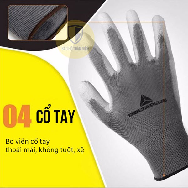 Găng tay phủ PU đa dụng Deltaplus VE702PG | Găng tay làm điện, làm vườn, lái xe