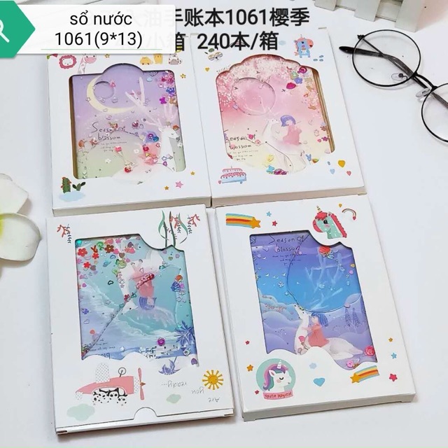 Sổ Kim Tuyến Nước-Sổ Hình Hạt Lấp lánh: Kích Thước : 9 x13cm