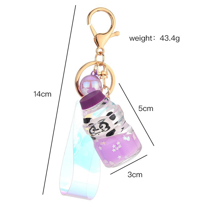 Móc khóa cute độc đáo hình bình nước thú cưng gấu trúc đẹp phong cách độc lạ bền đẹp.