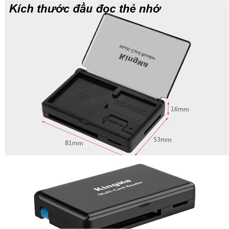 Đầu đọc thẻ nhớ 3 trong 1 tốc độ 3.0 90Mb kingma BMU001