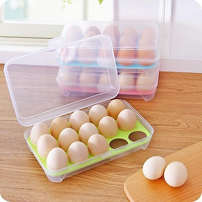 Hộp Nhựa Đựng Trứng Trong Suốt 15 Ô Có Nắp Đậy An Toàn, Dễ Vệ Sinh.