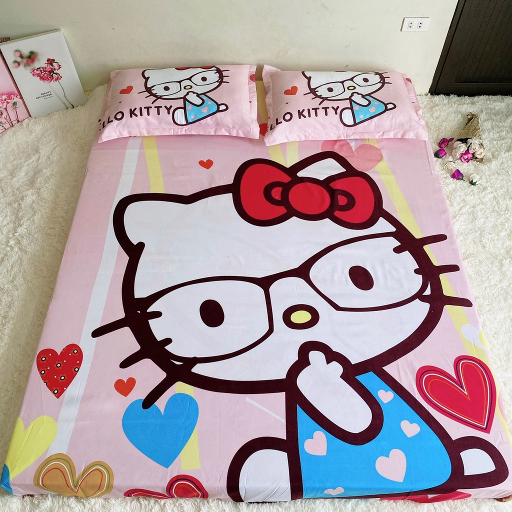 Bộ Ga Gối Cotton Tina LIDACO cho bé - Hello Kitty