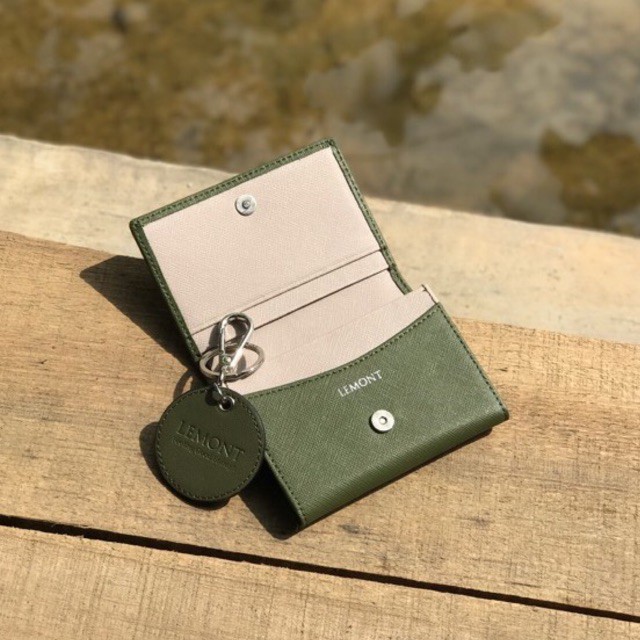 VÍ MINI TINY LEMONT DA BÒ THẬT - XANH RÊU XÁM | BigBuy360 - bigbuy360.vn