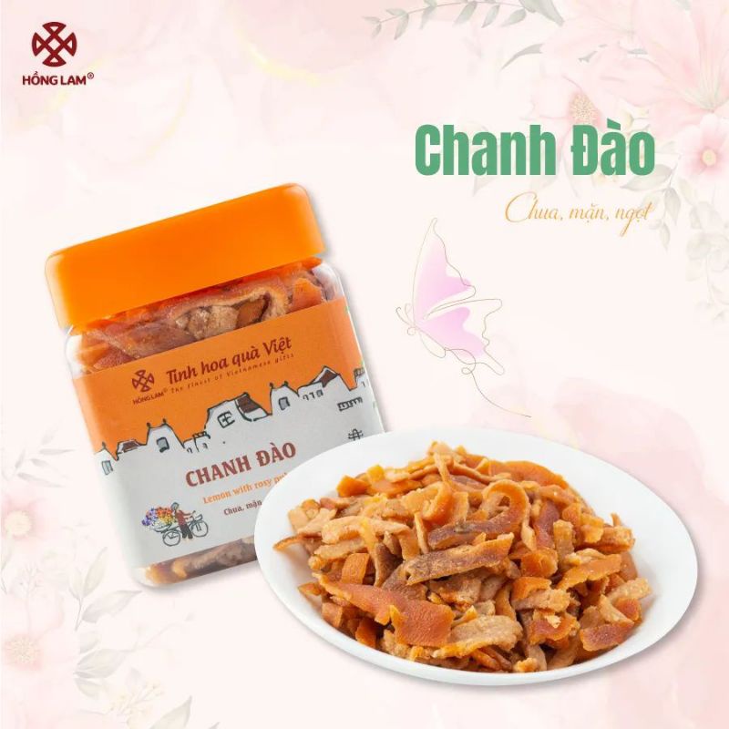 Ô mai chanh đào  - Hồng Lam 11 hàng đường - Hộp200g/300g/500g