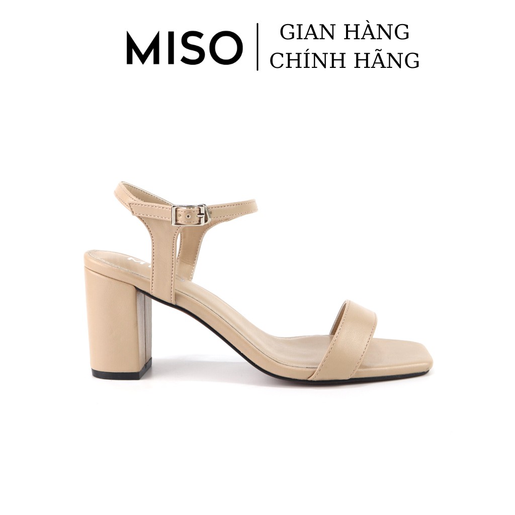 Giày sandal nữ quai ngang basic đơn giản đi làm gót trụ 7cm Miso M024