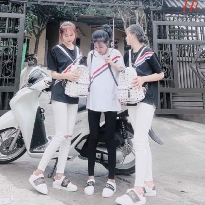 Áo phông sọc chéo xanh đỏ HT12