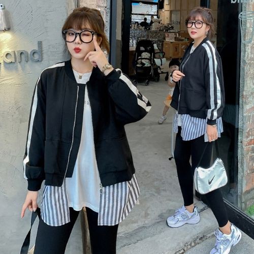 Áo khoác bomber bigsize phối kẻ giả 2 cho nữ 60-100kg - sản phẩm có sẵn của HANOI BIGSIZE - chuyên bigsize chất lượng | BigBuy360 - bigbuy360.vn