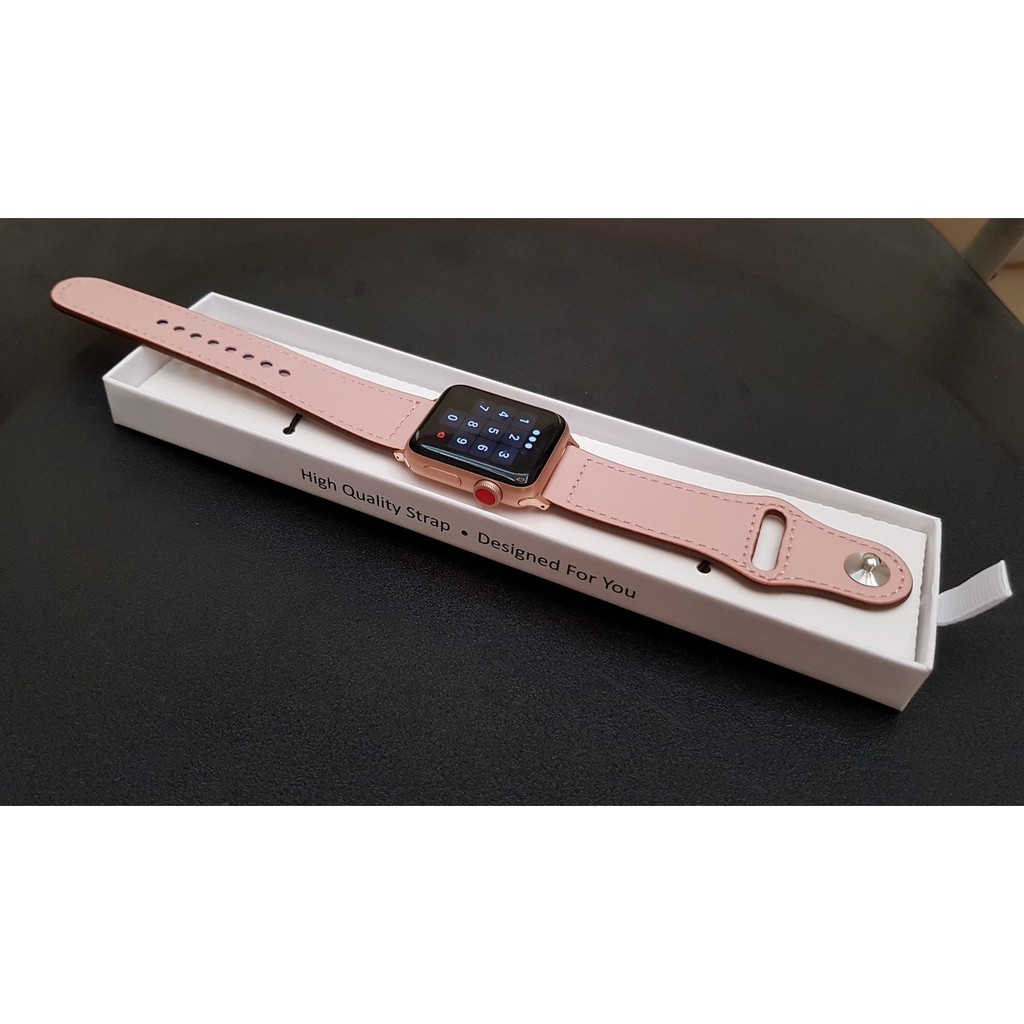 Dây da cao cấp khóa gài bên trong cho apple watch 1/2/3/4/5/6/7/SE