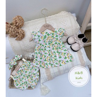 Bộ đũi babydol cánh tiên kèm turban cho bé
