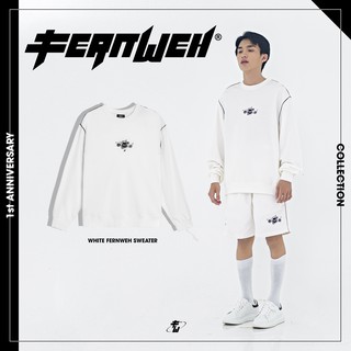 Áo sweater Anniversary FERNWEH tay dài màu trắng streetstyle