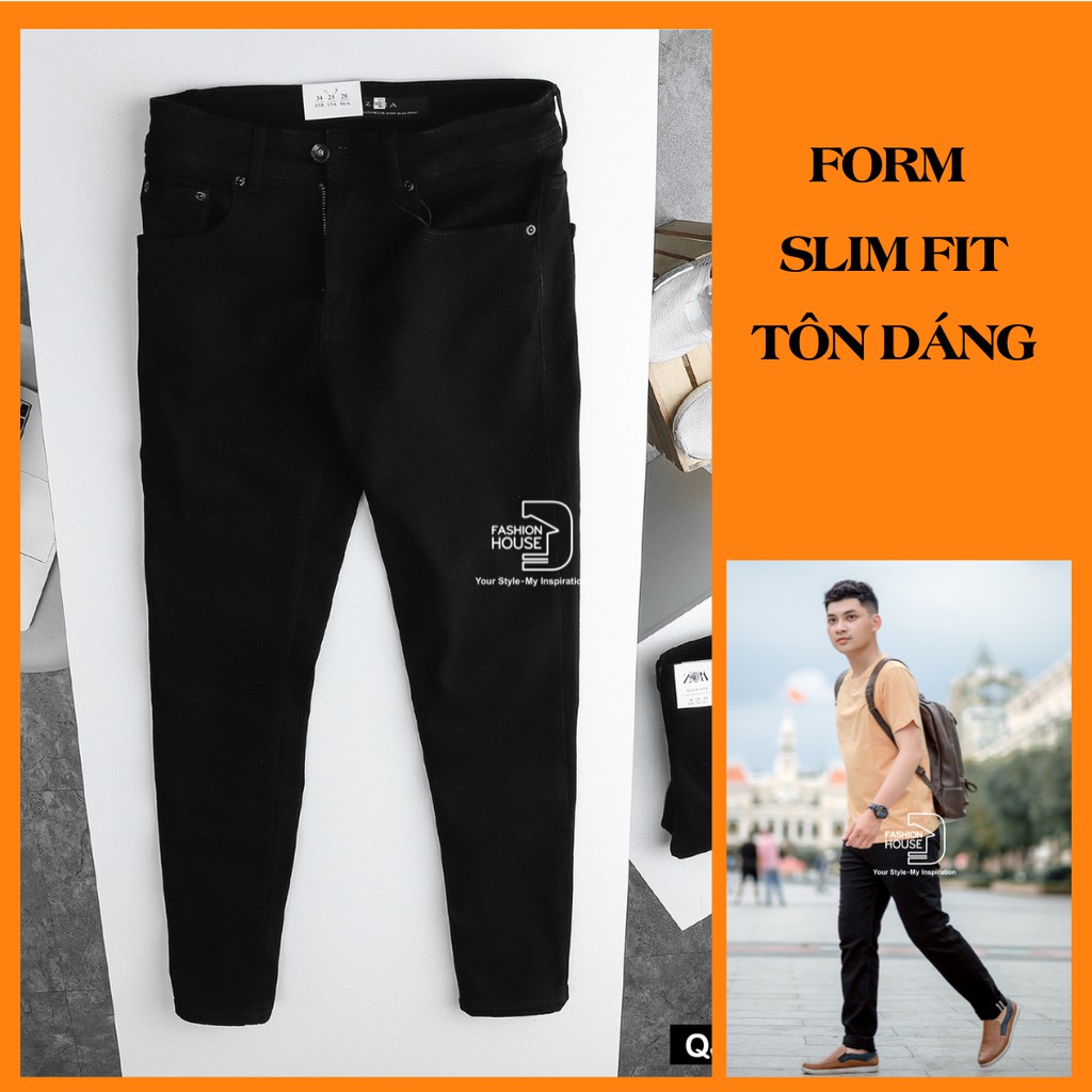 Quần jean nam đen quần bò nam đẹp quần jean nam chất bò co giãn quần jean nam cao cấp slimfit The Fashion House M019 | BigBuy360 - bigbuy360.vn