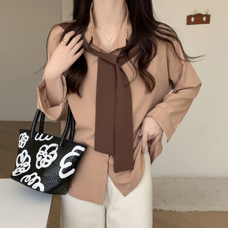 Áo Sơ Mi Giả Hai Lớp Thời Trang Mùa Thu Phong Cách Hàn Quốc