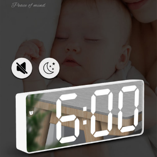 LED clock, Multi-function alarm clock, Mirror, Dimming, Voice control, Various styles to choose, Use AA battery/ USB power【lyfs】
