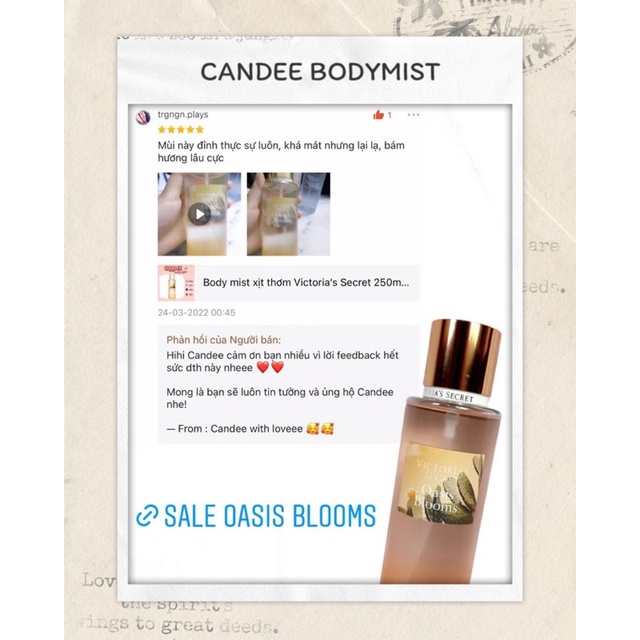 Body mist xịt thơm Victoria’s Secret 250ml 𝐎𝐚𝐬𝐢𝐬 𝐁𝐥𝐨𝐨𝐦𝐬
