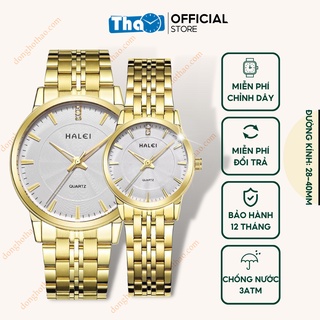 Đồng Hồ Đôi Cặp Nam Nữ Kim Loại Chính Hãng Chống Nước Đơn Giản Không Kén Màu Da Đồng Hồ Thảo HH32VT Halei 552