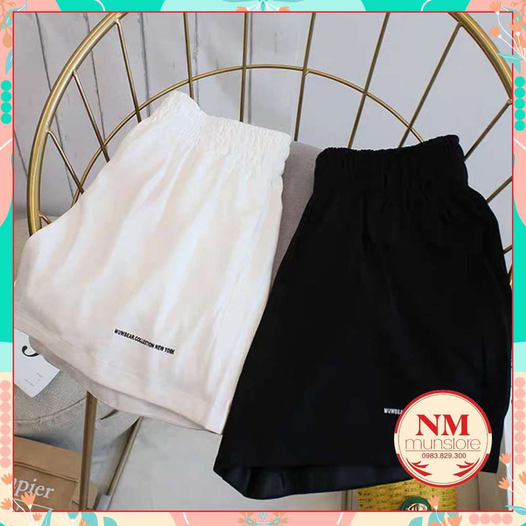[ ẢNH THẬT ]  Quần đùi sporty thêu chữ 𝐍𝐌 Closet có size M và L, chất thể thao, 2 màu Đen, Trắng, from to hàng đẹp