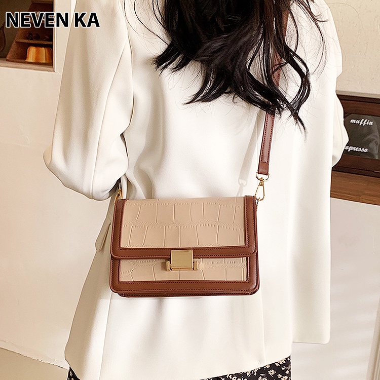 Túi Đeo Chéo Dáng Chữ Nhật Da Vân Rắn Phong Cách Trẻ Trung NEVENKA N0012