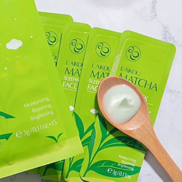 Mặt Nạ Ngủ Trà Xanh LAIKOU - LAIKOU MATCHA SLEEPING FACE MASK (1 túi 15 gói nhỏ)